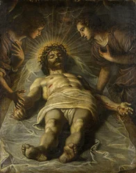 Der tote Christus mit zwei Engeln