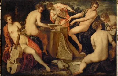 Frauen, die Musik machen, vielleicht eine Allegorie der Musik