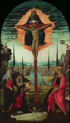 Altarbild: die Dreifaltigkeit, die Jungfrau, der Heilige Johannes und Stifter, um 1480