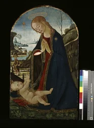 Madonna, die das Christkind anbetet