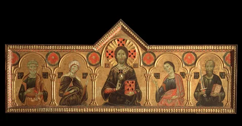 Polyptychon mit Erlöser und Heiligen: der Erlöser (Jesus mit der Jungfrau, St. Peter, St. Johannes der Evangelist und St. Paulus)