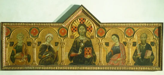 Der Erlöser mit der Madonna und drei Heiligen (Detail)