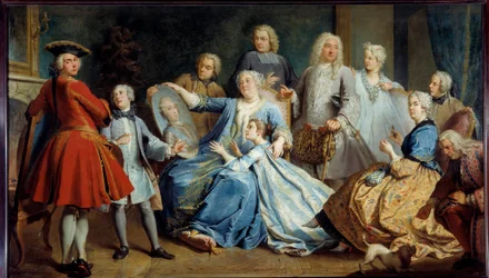 Porträt von Madame Mercier, Amme von Ludwig XV., umgeben von ihrer Familie