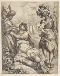 Militärfiguren vor einer Stadt, 1595-1616