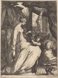Die Madonna beim Spinnen