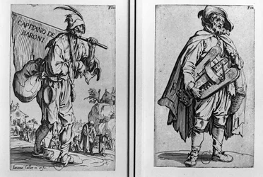 Ein Bettler und ein Leierkastenmann