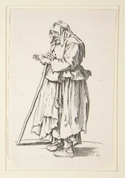 Bettlerin, die Almosen erhält, aus Die Bettler (La mendiante venant de recevoir la charite)