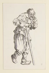 Bettler, der sich auf einen Stock stützt, aus Die Bettler (Le gueux appuyé sur un bâton)