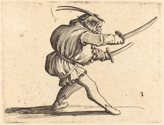 Duellant mit zwei Säbeln