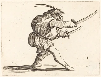 Duellant mit zwei Säbeln