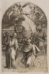 Jesus und der heilige Petrus gehen auf dem Wasser, aus der Serie „Bilder aus Rom“