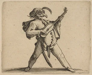 Le Comédien Masqué Jouant de la Guitare, 1616-22