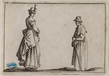 Die Launen, zwei Frauen im Profil. Neunzehntes Blatt der in Florenz gestochenen Folge von 50 Blättern (Lieure 232, Meaume 804)