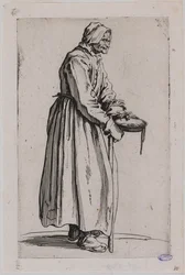 Die Bettler, die Bettlerin mit der Almosenschale. Zwanzigstes Blatt einer Folge von 25 Blättern (Lieure 498, Meaume 704)