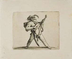 Maskierter Komiker spielt Gitarre, aus Varie Figure Gobbi