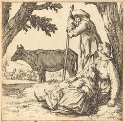Bauernpaar mit Kuh