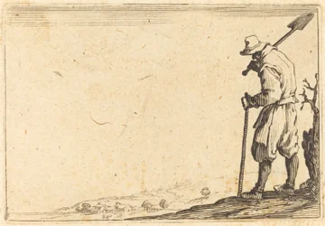 Bauer mit Schaufel auf der Schulter