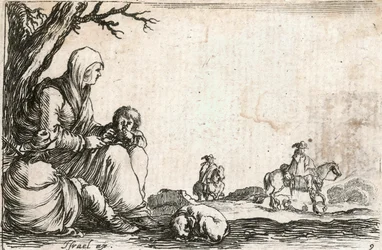 Bäuerin beim Ausruhen (Gravur)