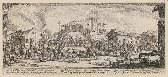 Plünderung und Niederbrennung eines Dorfes, Blatt 7 der Folge „Grauen des Krieges“