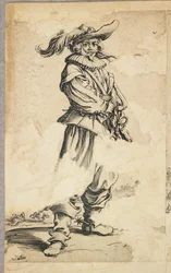 Soldat mit Federhut, aus La Noblesse de Lorraine (verso), ca. 1620-23
