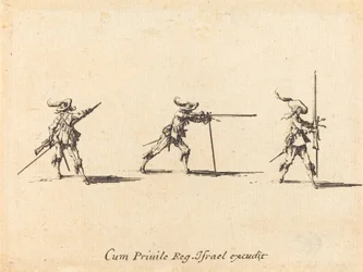 Einnahme der Schussposition mit dem Musket
