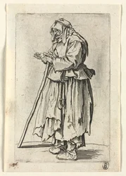 Die Bettler: Bettlerin kommt, um Almosen zu erhalten, ca. 1623