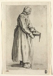 Die Bettler: Bettlerfrau mit ihrer Almosenschale