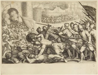 Die Truppen erzwingen den Zugang durch das Stadttor