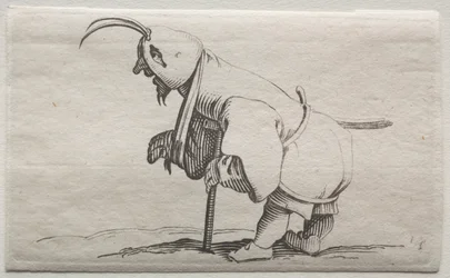 Verschiedene bucklige Figuren von Iacopo Callot (Krüppel mit Kapuze)