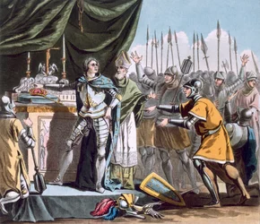 Der historische Tag von Bouvines im Jahr 1214, graviert von Jean Baptiste Morret (fl. 1790-1820), 1790