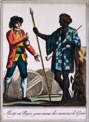 Alcaty, Stammeshäuptling von Gorée, Senegal, Stich nach einer Zeichnung von Labrousse, aus Encyclopedie des Voyages, von Jacques Grasset de Saint-Sauveur