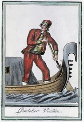 Gondoliere in Venedig - in „Encyclopédie des voyages“ von Grasset Saint Sauveur, ed. Paris 1796