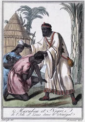 Marabu von der Insel Saint Louis, Senegal - in „Encyclopédie des voyages“ von Grasset Saint Sauveur, ed. Paris 1796