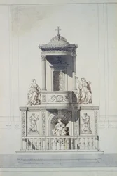 Entwurf für eine Kanzel, ca. 1825 (Feder und Tinte und Aquarell auf Papier)