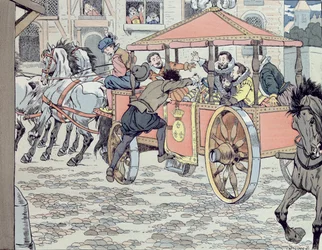 Ermordung Heinrichs IV. durch François Ravaillac in der Rue de la Ferronnerie am 14. Mai 1610, ca. 1900