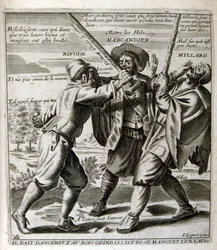17. Jahrhundert gravierte Illustration aus einer Sammlung von Sprichwörtern. Paris 1657-1663. Von Jacques Lagniet
