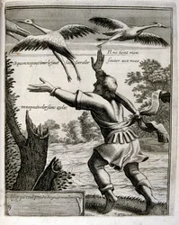 17. Jahrhundert gravierte Illustration aus einer Sammlung von Sprichwörtern. Paris 1657-1663. Von Jacques Lagniet (1620-1675). Französischer Graveur. Von ihm viele sozialkritische Gravuren und Spottbilder wie seine manchmal grotesken und fantastischen Illu