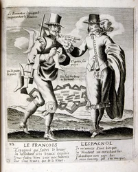 17. Jahrhundert gravierte Illustration aus einer Sammlung von Sprichwörtern. Paris 1657-1663. Von Jacques Lagniet (1620-1675). Französischer Graveur. Von ihm viele sozialkritische Gravuren und Spottbilder wie seine manchmal grotesken und fantastischen Illu