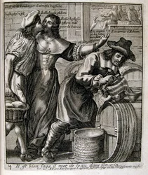 17. Jahrhundert gravierte Illustration aus einer Sammlung von Sprichwörtern. Paris 1657-1663