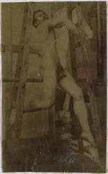 Studie eines männlichen Aktmodells im Atelier von Jacques de Lalaing