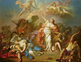 Apollo und Diana greifen die Kinder der Niobe an