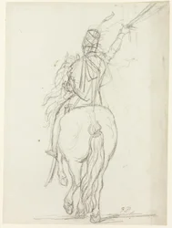 Berittener Offizier von hinten