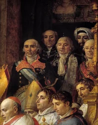 Der Ritus Napoleons. Detail, das die Botschafter darstellt (Admiral de Gravina (Botschafter von Spanien, gestorben 1805), General Armstrong (Botschafter der Vereinigten Staaten), Monsieur de Marescalchi (Minister der italienischen Republik), Mohamed sayd -