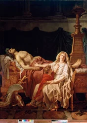 Der Schmerz der Andromache, Hektors Witwe, dargestellt durch den Körper ihres Mannes. Gemälde von Jacques Louis David (1748-1825) Paris, Musée du Louvre