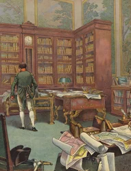 Napoleon Bonaparte studiert Karten in seinem Arbeitszimmer