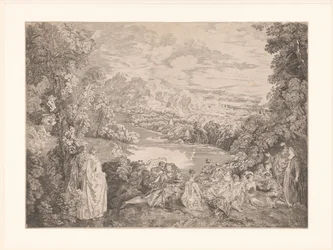 Elegante Gesellschaft in einer Landschaft