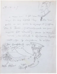 Autographenbrief mit Zeichnungen