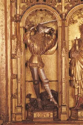 Altarbild der Kreuzigung, Detail von St. Georg vom linken Panel, aus der Kirche Chartreuse de Champmol, ca. 1391