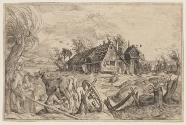 Landschaft mit Bauernhaus