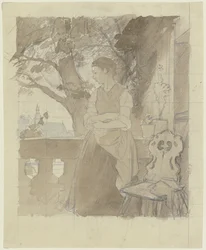 Mädchen auf der Veranda